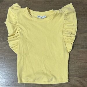 Zara Lemon Ruffle Sleeve Blouse